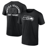 Seattle Seahawks Personalized Name & Number Monochrome T-Shirt - Black T-shirts