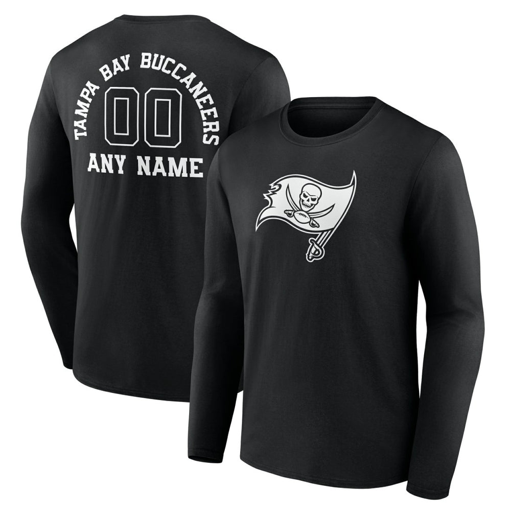 Tampa Bay Buccaneers Personalized Name & Number Monochrome Long Sleeve T-Shirt - Black T-shirts