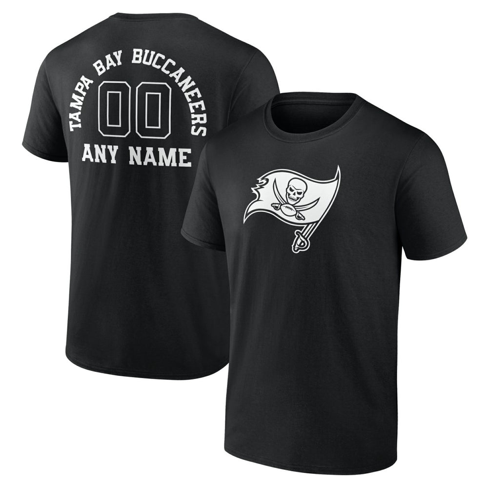 Tampa Bay Buccaneers Personalized Name & Number Monochrome T-Shirt - Black T-shirts