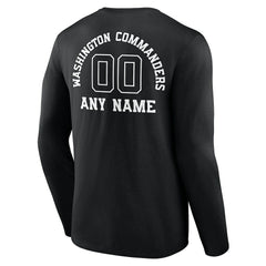 Washington Commanders Personalized Name & Number Monochrome Long Sleeve T-Shirt - Black T-shirts