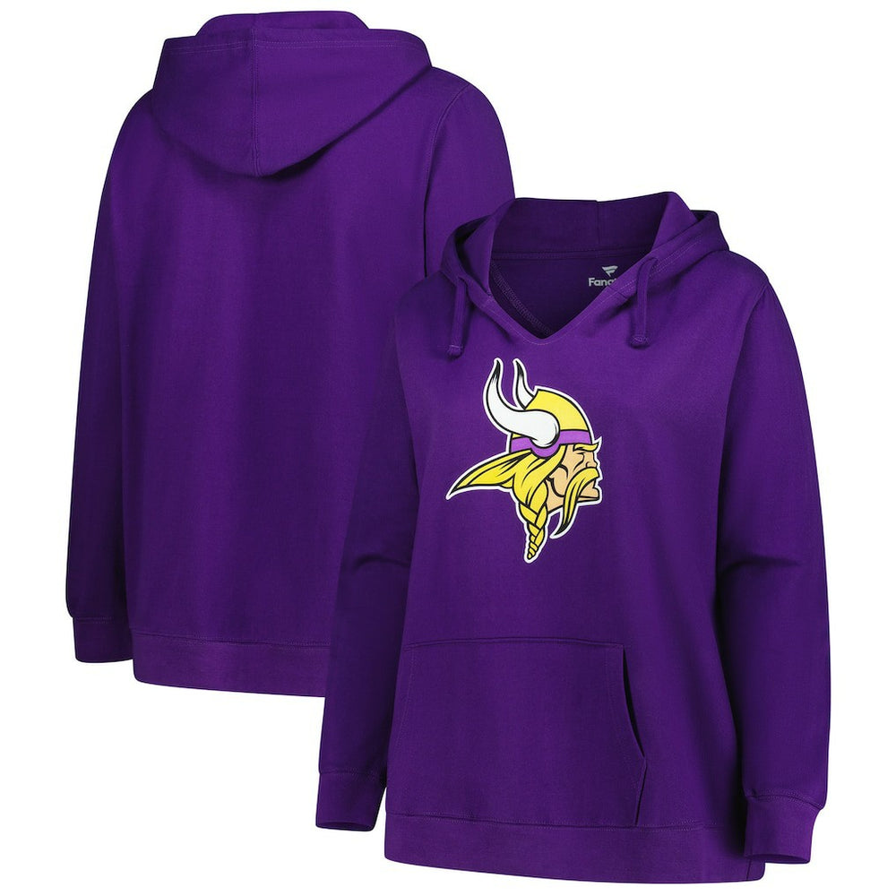 Minnesota Vikings Women's Plus Size V-Neck Pullover Hoodie - Purple Hoodies