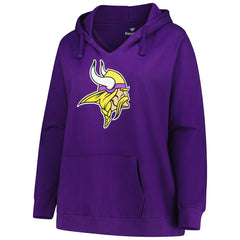 Minnesota Vikings Women's Plus Size V-Neck Pullover Hoodie - Purple Hoodies