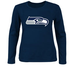Seattle Seahawks Women's Plus Size Long Sleeve T-Shirt - College Navy T-shirts