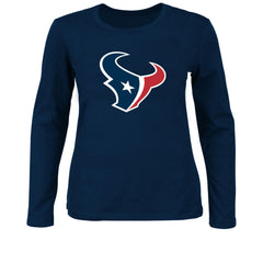Houston Texans Women's Plus Size Long Sleeve T-Shirt - Navy T-shirts