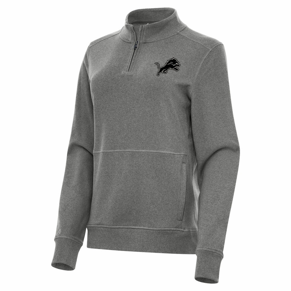 Detroit Lions Antigua Women's Crush Quarter-Zip Top - Heather Black Tops