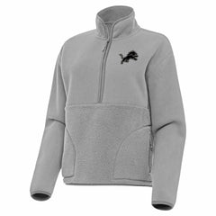 Detroit Lions Antigua Women's Brushed Carbon Figure Half-Zip Pullover Sweatshirt - Gray
