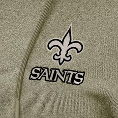 New Orleans Saints Antigua Women's Justice Pullover Hoodie - Olive Hoodies