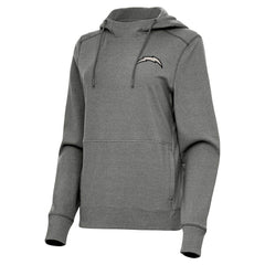 Los Angeles Chargers Antigua Women's Justice Pullover Hoodie - Heather Black Hoodies