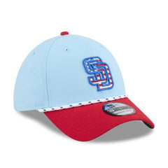 San Diego Padres New Era 2025 Fourth of July 39THIRTY Flex Hat - Light Blue/Red Hats