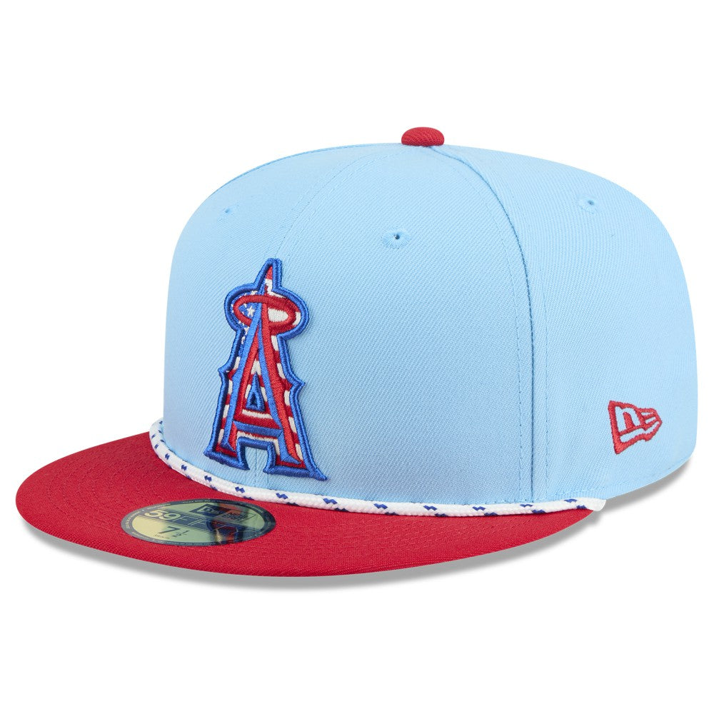 Los Angeles Angels New Era 2025 Fourth of July 59FIFTY Fitted Hat - Light Blue/Red Hats