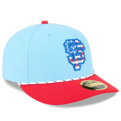 San Francisco Giants New Era 2025 Fourth of July Low Profile 59FIFTY Fitted Hat - Light Blue/Red Hats