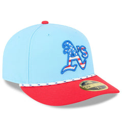 Athletics New Era 2025 Fourth of July Low Profile 59FIFTY Fitted Hat - Light Blue/Red Hats