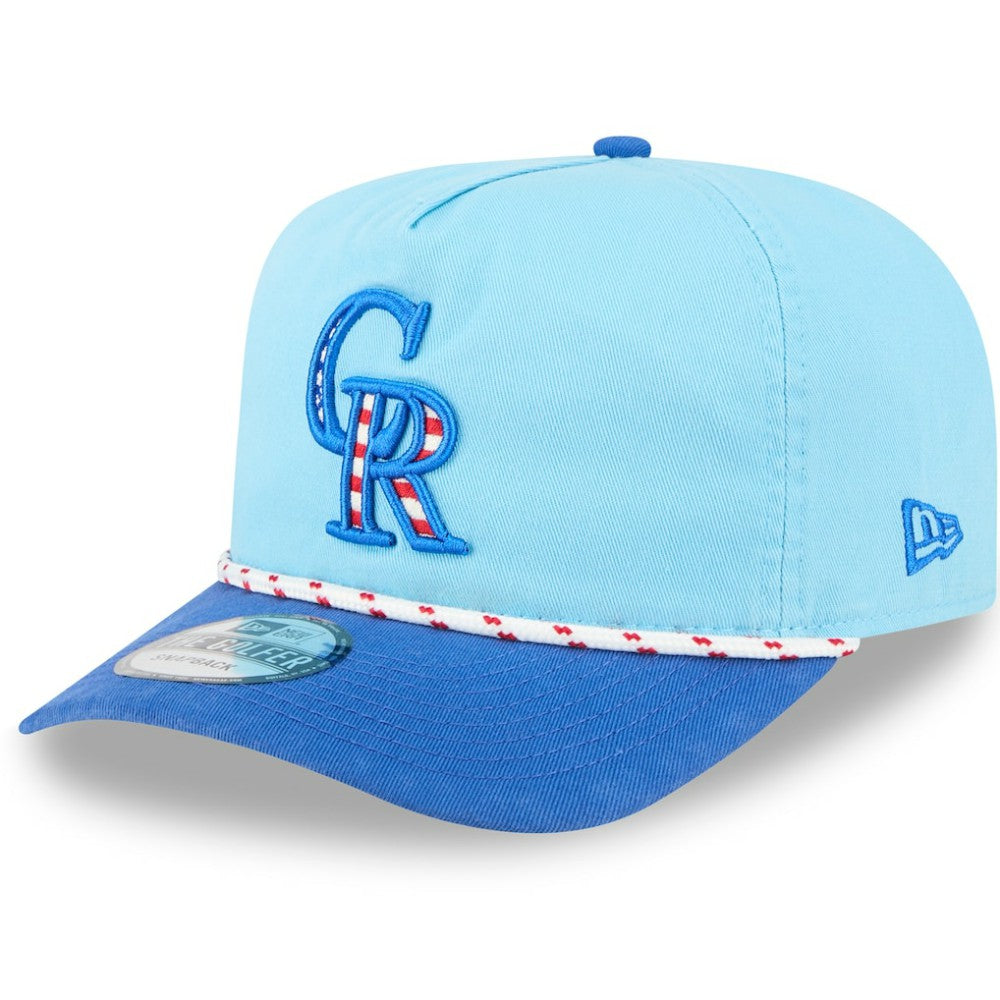 Colorado Rockies New Era 2025 Fourth of July Golfer Snapback Hat - Light Blue/Blue Hats