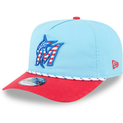 Miami Marlins New Era 2025 Fourth of July Golfer Snapback Hat - Light Blue/Red Hats