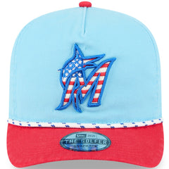 Miami Marlins New Era 2025 Fourth of July Golfer Snapback Hat - Light Blue/Red Hats
