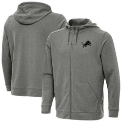 Detroit Lions Antigua Effortless Full-Zip Hoodie Jacket - Heather Black Hoodies
