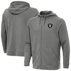 Las Vegas Raiders Antigua Effortless Full-Zip Hoodie Jacket - Heather Black Hoodies