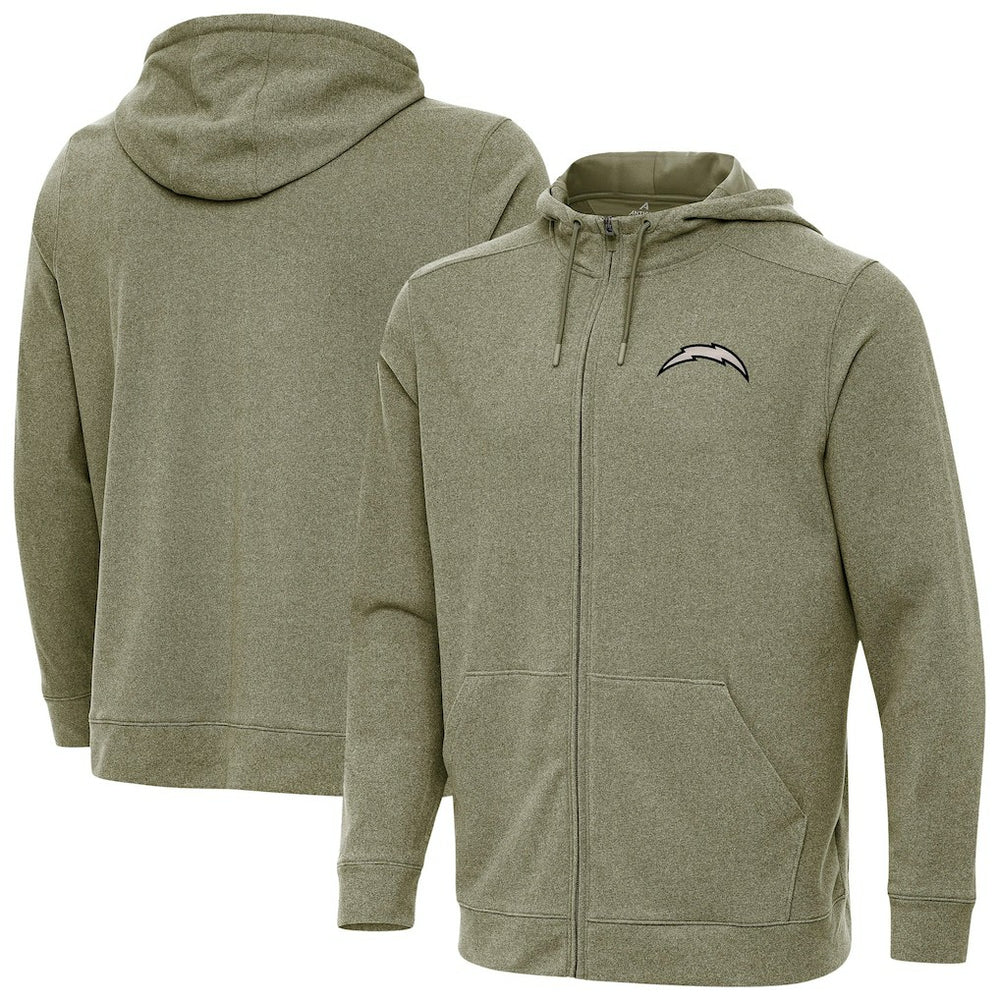 Los Angeles Chargers Antigua Effortless Full-Zip Hoodie Jacket - Olive Hoodies