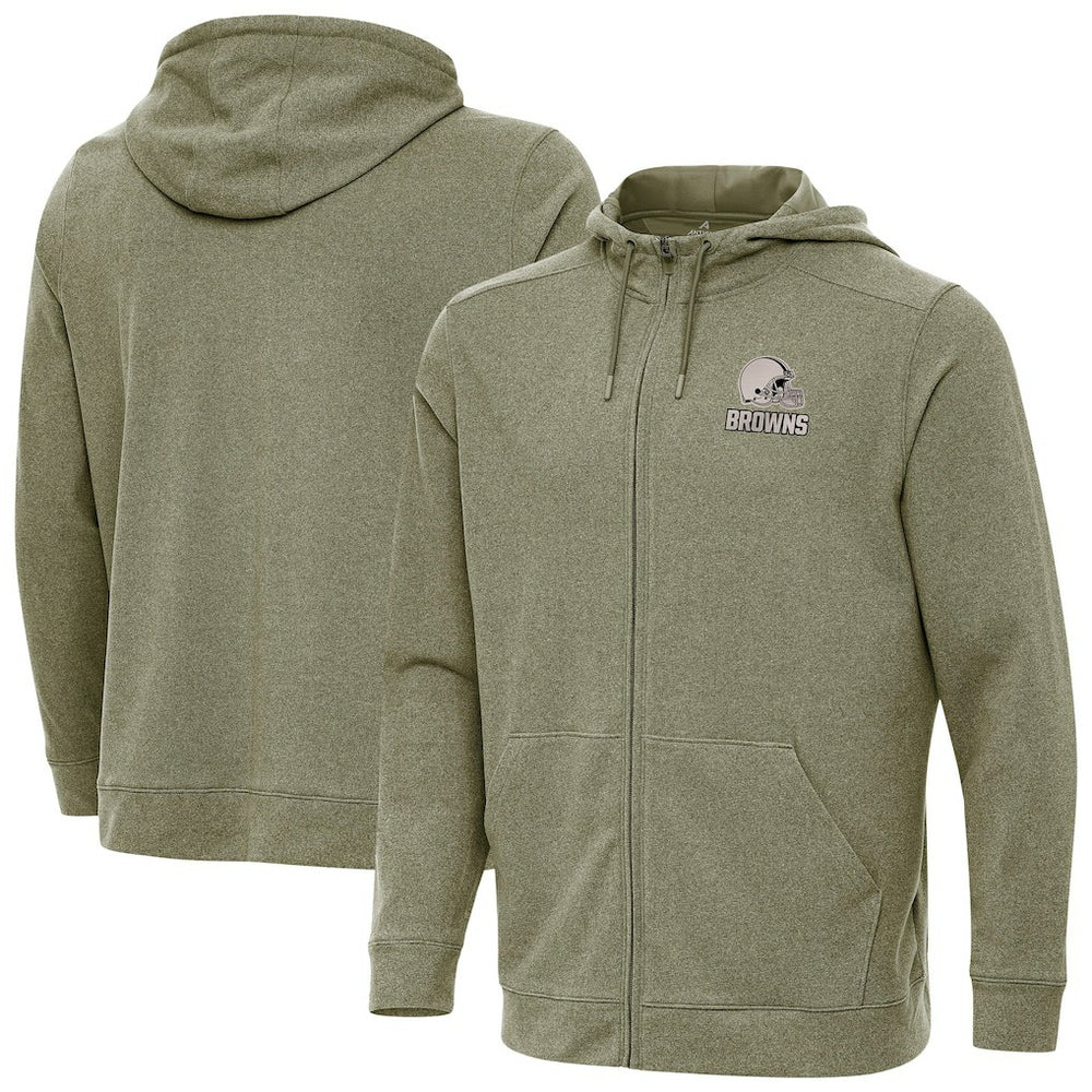 Cleveland Browns Antigua Effortless Full-Zip Hoodie Jacket - Olive Hoodies