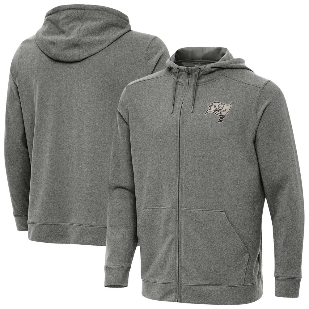 Tampa Bay Buccaneers Antigua Effortless Full-Zip Hoodie Jacket - Heather Black Hoodies