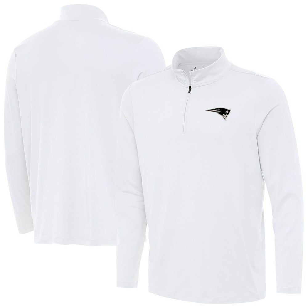 New England Patriots Antigua Reprocess Quarter-Zip Top - White Tops