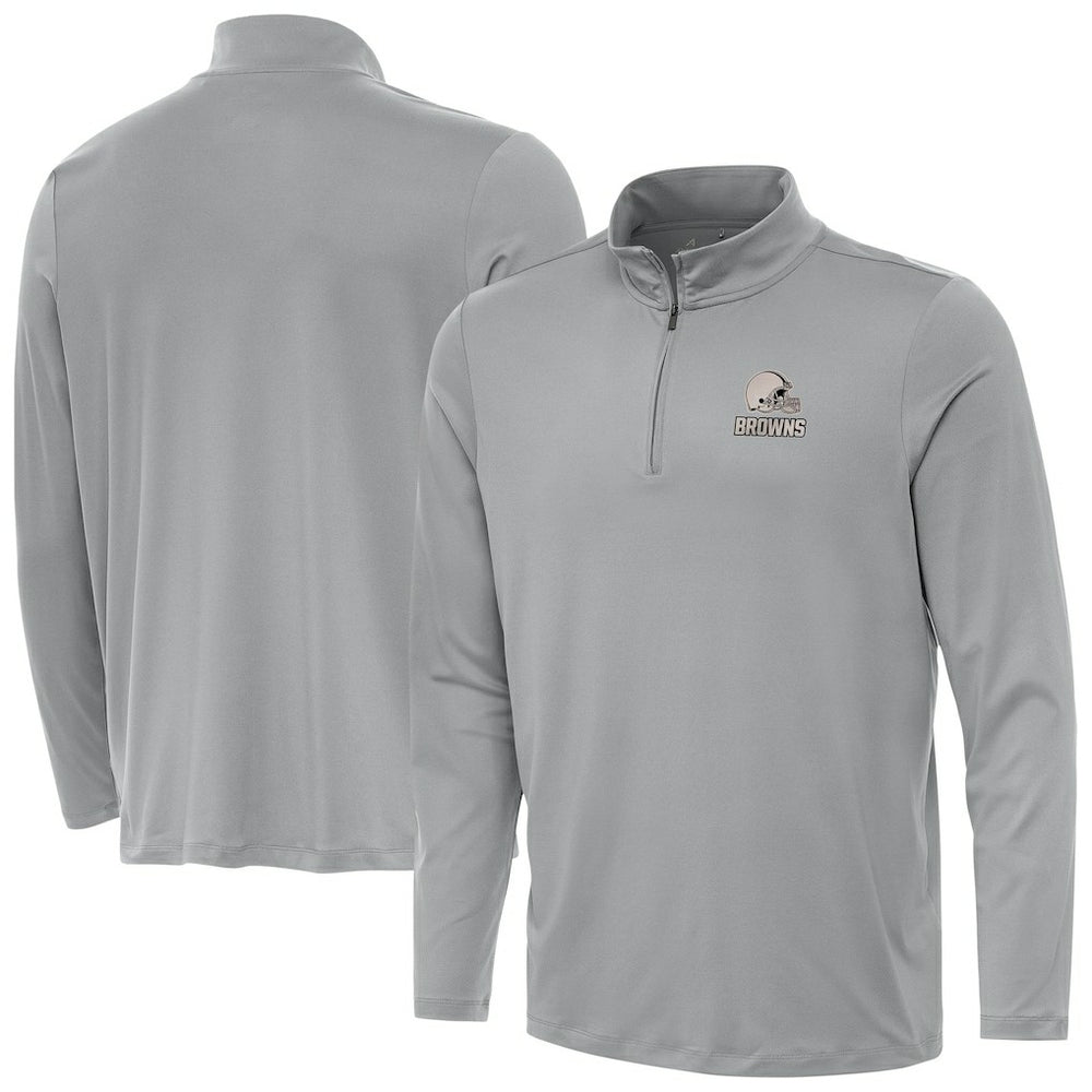 Cleveland Browns Antigua Reprocess Quarter-Zip Top - Gray Tops