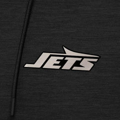 New York Jets Antigua Spikes Raglan Quarter-Zip Hoodie - Heather Black Hoodies