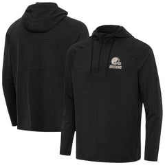 Cleveland Browns Antigua Spikes Raglan Quarter-Zip Hoodie - Heather Black Hoodies