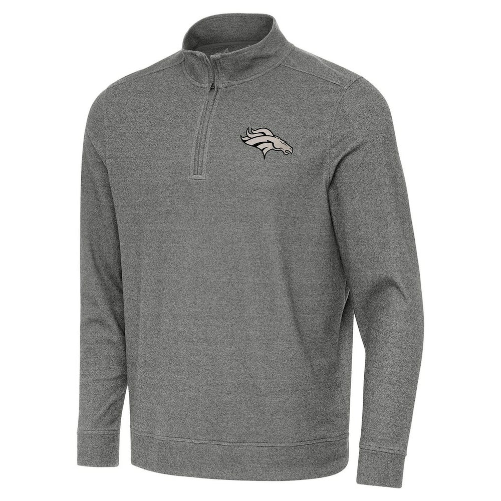Denver Broncos Antigua Subtle Quarter-Zip Top - Heather Black Tops
