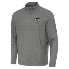 Green Bay Packers Antigua Subtle Quarter-Zip Top - Heather Black Tops