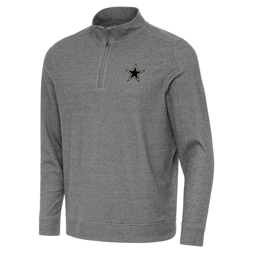 Dallas Cowboys Antigua Subtle Quarter-Zip Top - Heather Black Tops