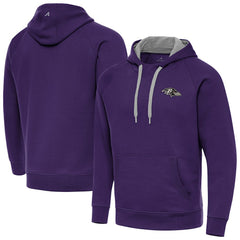 Baltimore Ravens Antigua Brushed Carbon Victory Pullover Hoodie - Purple Hoodies