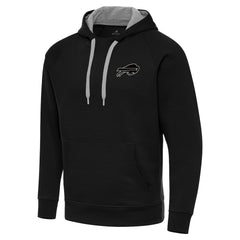 Buffalo Bills Antigua Brushed Carbon Victory Pullover Hoodie - Black Hoodies