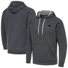 Buffalo Bills Antigua Brushed Carbon Victory Pullover Hoodie - Charcoal Hoodies