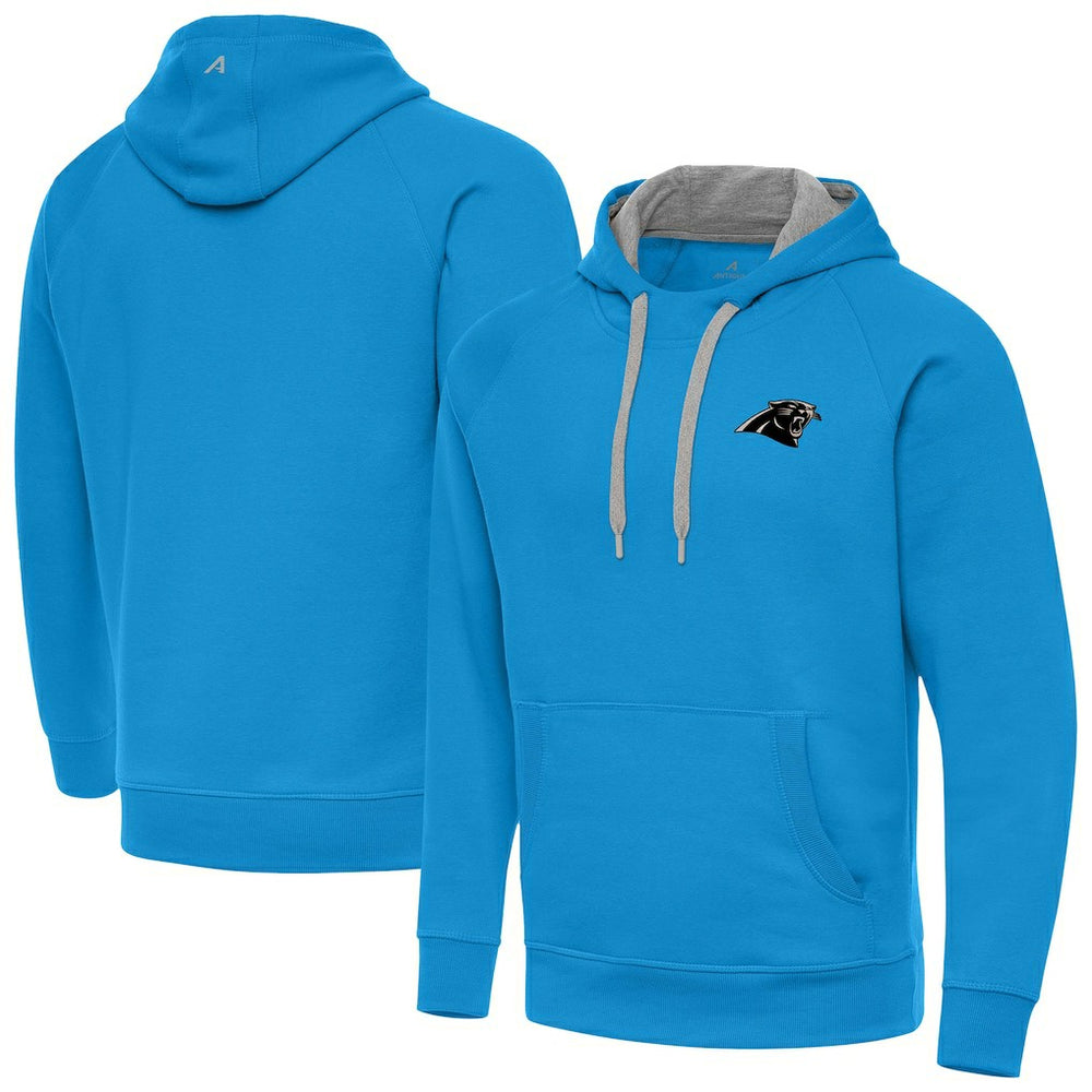 Carolina Panthers Antigua Brushed Carbon Victory Pullover Hoodie - Blue Hoodies