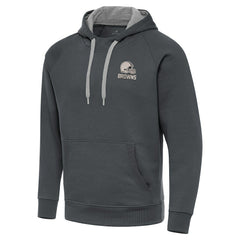 Cleveland Browns Antigua Brushed Carbon Victory Pullover Hoodie - Charcoal Hoodies