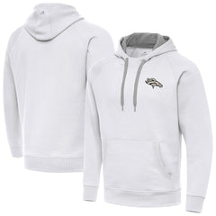 Denver Broncos Antigua Brushed Carbon Victory Pullover Hoodie - White Hoodies
