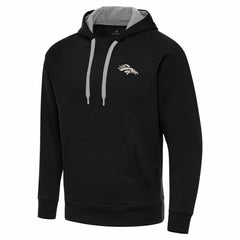 Denver Broncos Antigua Brushed Carbon Victory Pullover Hoodie - Black Hoodies