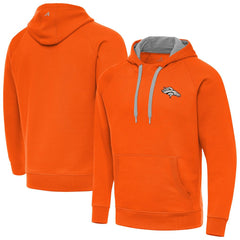 Denver Broncos Antigua Brushed Carbon Victory Pullover Hoodie - Orange Hoodies