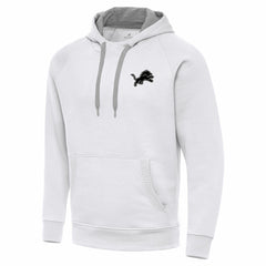 Detroit Lions Antigua Brushed Carbon Victory Pullover Hoodie - White Hoodies