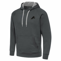 Detroit Lions Antigua Brushed Carbon Victory Pullover Hoodie - Charcoal Hoodies