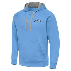 Los Angeles Chargers Antigua Brushed Carbon Victory Pullover Hoodie - Powder Blue Hoodies