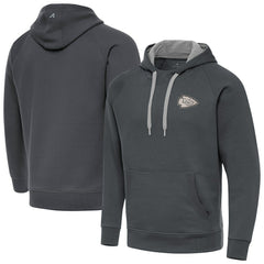 Kansas City Chiefs Antigua Brushed Carbon Victory Pullover Hoodie - Charcoal Hoodies