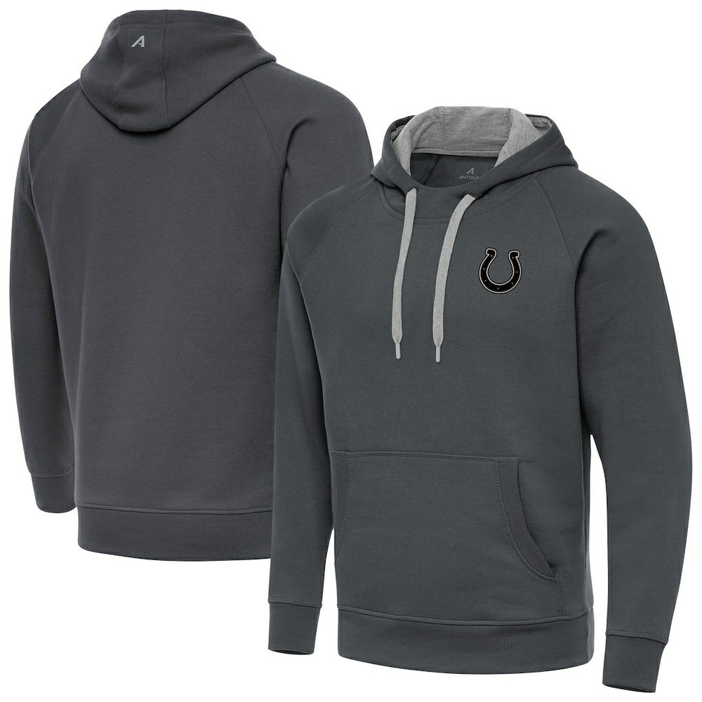 Indianapolis Colts Antigua Brushed Carbon Victory Pullover Hoodie - Charcoal Hoodies