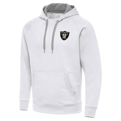 Las Vegas Raiders Antigua Brushed Carbon Victory Pullover Hoodie - White Hoodies