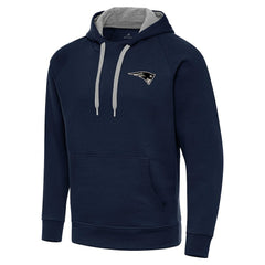 New England Patriots Antigua Brushed Carbon Victory Pullover Hoodie - Navy Hoodies