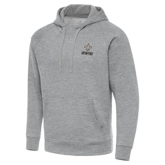 New Orleans Saints Antigua Brushed Carbon Victory Pullover Hoodie - Heather Gray Hoodies