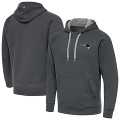 New England Patriots Antigua Brushed Carbon Victory Pullover Hoodie - Charcoal Hoodies
