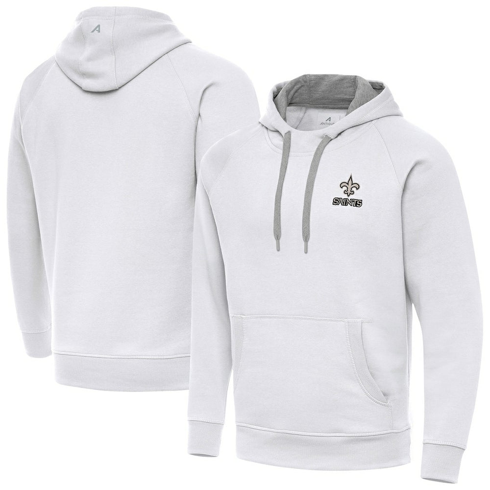 New Orleans Saints Antigua Brushed Carbon Victory Pullover Hoodie - White Hoodies