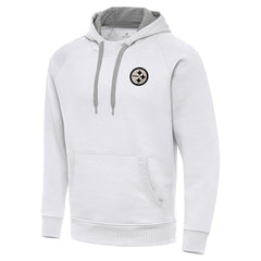 Pittsburgh Steelers Antigua Brushed Carbon Victory Pullover Hoodie - White Hoodies